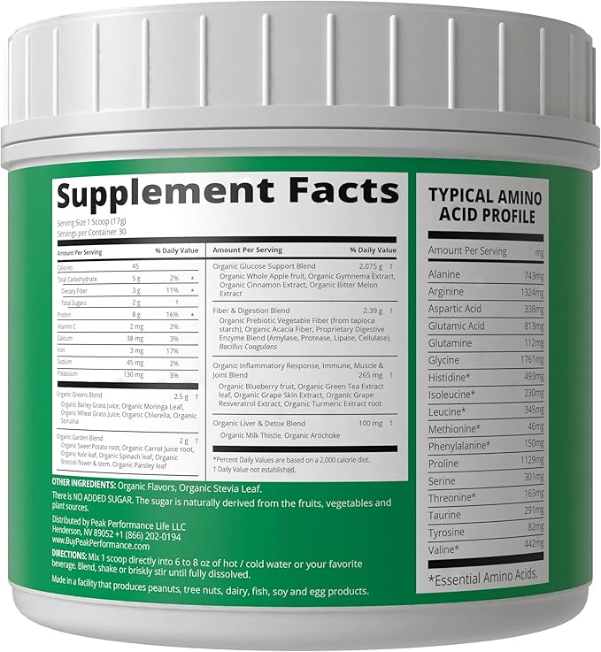 Greens Superfood + Grass Fed Collagen Peptides Powder - Ultimate Blend of Best Tasting Green Superfood with Pure Pasture Raised Hydrolyzed Protein Powder for Skin Hair + Joint Health
