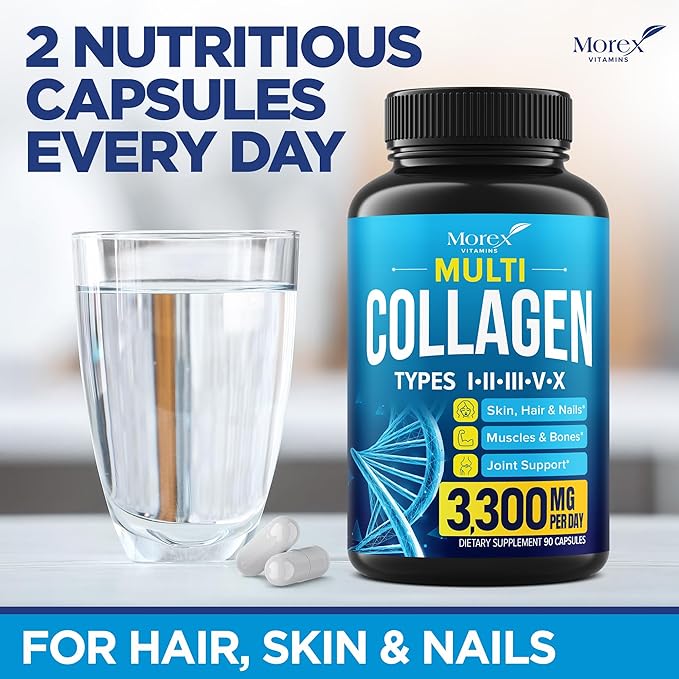 Multi Collagen Pills (Types I, II, III, V & X) - Multi Collagen & Bone Broth Capsules - Made in USA - Grass Fed Collagen Peptides - Anti-Aging Collagen Supplements - Hydrolyzed Collagen Capsules