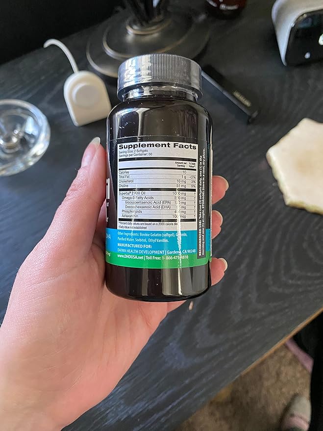 Daiwa Krill Oil 1000mg Softgels - EPA DHA Krill Oil Omega 3 6 9 with Astaxanthin for Joint, Brain and Heart Health - Antarctic Krill Oil Supplement - 60/ct