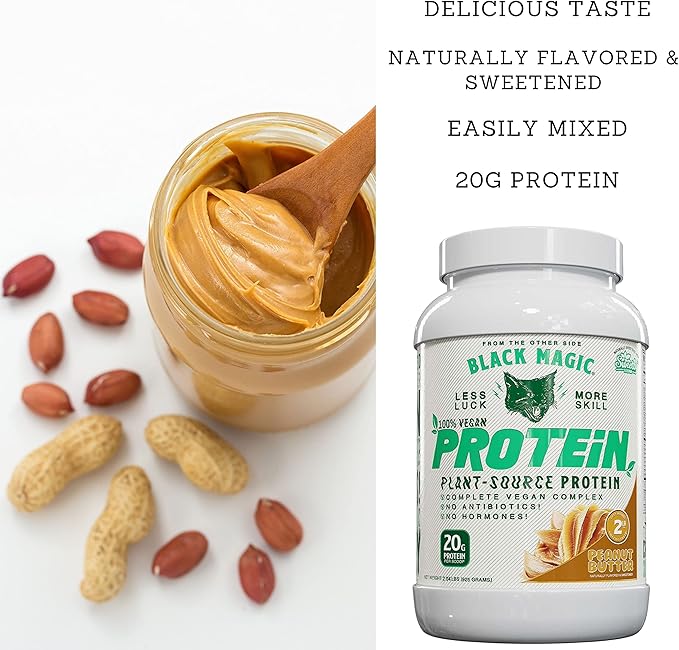Worldwide Nutrition Bundle: Black Magic Multi-Source Protein - Whey, Egg, and Casein Complex with Enzymes & MCT Powder - Vegan Peanut Butter Protein Powder - 2 LB with Bonus Key Chain