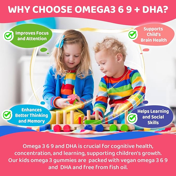 Omega 3 Gummies for Kids 4+, with DHA, Vitamin D3 K2, C, B6 B12, Luetin & Omega 3 6 9, No Fish Taste, Sugar Free Kids Vitamins Gummies, for Brain Bone Eyes Focus Immunity, Fish Oil Alternative, 120Cts