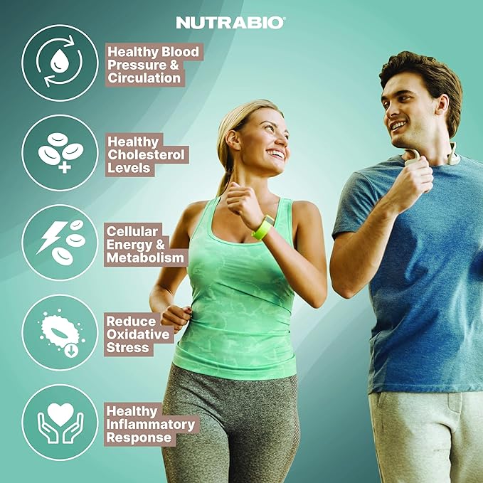 NutraBio Heart- Heart Health Supplements, Cardiovascular Supplement, Cholesterol, Circulatory & Healthy Blood Pressure Support- 90 Capsules