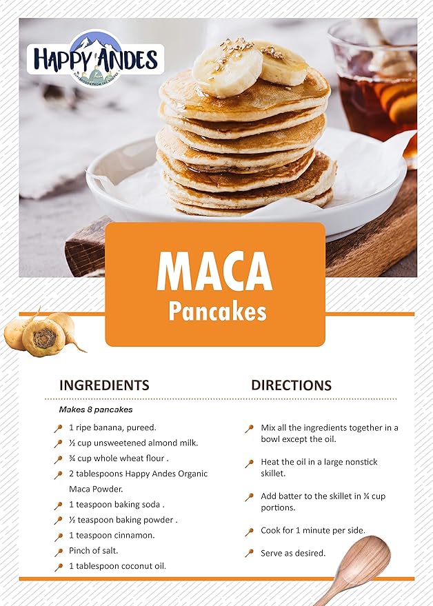Happy Andes Organic Maca Powder Raw-Non-GMO, USDA Organic, Used for Energy & Fitness, Performance & Mood, for Men & Women, Peruvian Superfood, Favorite After Gym Smoothie,1