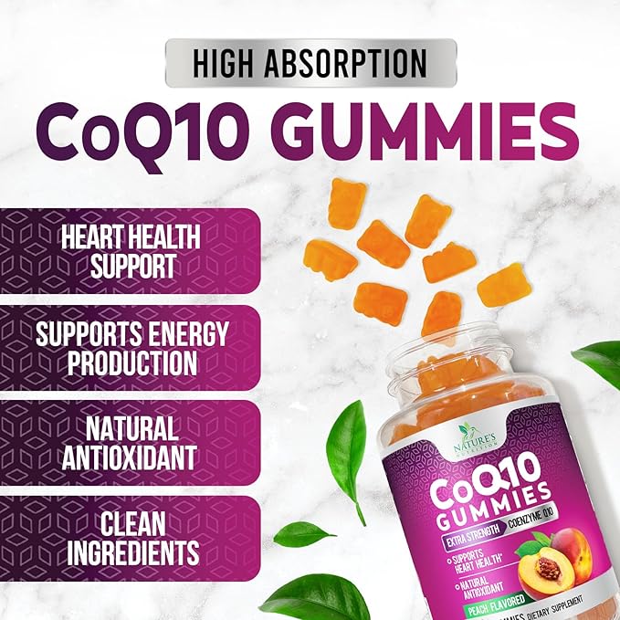 CoQ10 100mg Gummies - Coenzyme Q10 Supplement, CoQ10 Gummies Antioxidant for Heart Health Support & Energy Production, High Absorption Coenzyme Q10 Gummy Supplements - 60 Count Coenzyme Q10 Vitamins