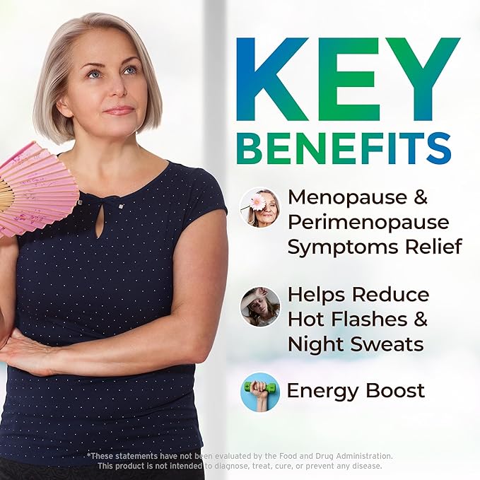 Her Harmony Menopause Supplements for Women - Hot Flashes Menopause Relief & Hormone Balance for Women - Contains Black Cohosh, Dong Quai, Red Clover & More - Estrogen Free - 60 Capsules