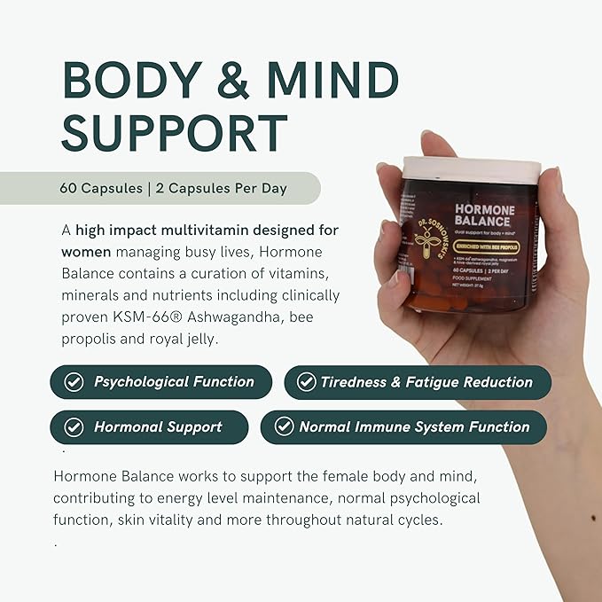 Dr Sosnowski's Hormone Balance Support Dual Body + Mind Cycle Support with Propolis, Vegetable Capsules, 60ct