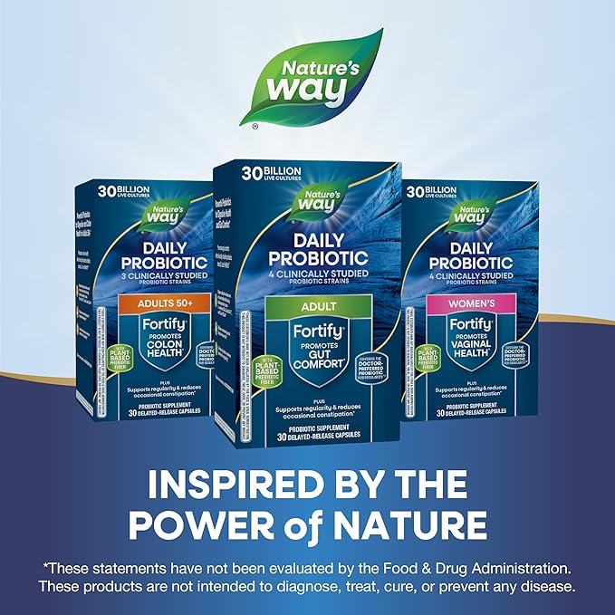 Nature's Way Fortify Daily Probiotic + Prebiotic for Men and Women, 30 Billion Live Cultures, Digestive and Immune Health Support* Supplement, 30 Capsules