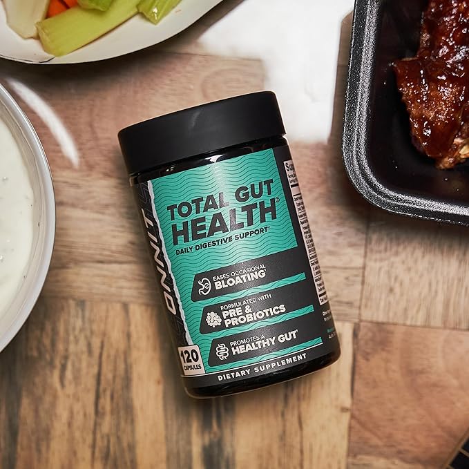 ONNIT Total Gut Health Daily Digestive Support, Complete Digestion Supplement for Women and Men with 7 Strains of Probiotics, Prebiotics, Enzymes and Betaine HCL, 60 Count