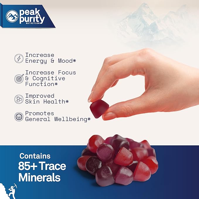 Shilajit Gummies - Pure Himalayan Shilajit for Men, Natural Energy Nootropic Supplement, Shilajit for Women, 85+ Trace Minerals for Focus and Stamina Support, 60 Gummies