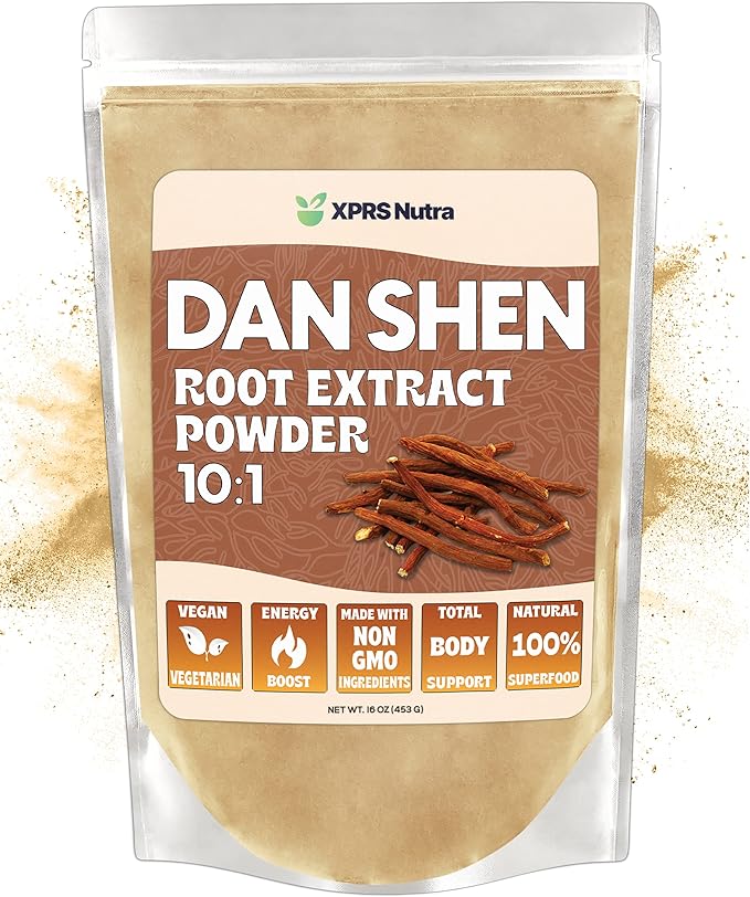XPRS Nutra Dan Shen Root Extract Powder 10:1- Premium Dan Shen (Red Sage) Concentrated Powder - Vegan Friendly Danshen (16 oz)