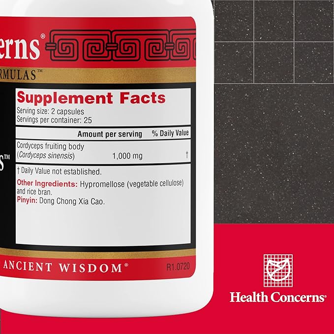 Health Concerns Cordyceps PS - Lung Health & Respiratory System Supplement - 50 Capsules