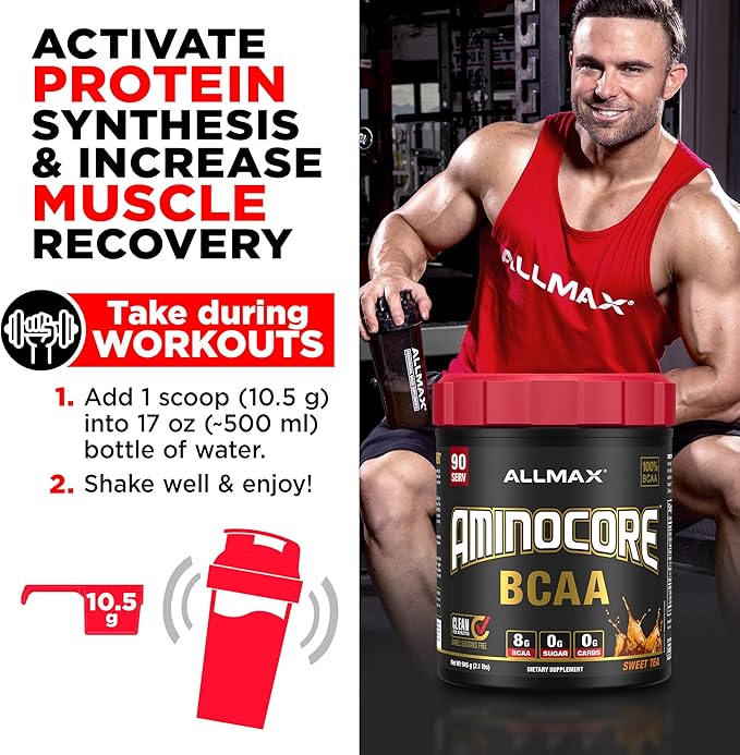 ALLMAX Nutrition AMINOCORE BCAA, Pineapple Mango - 945 g Powder - 8.18 Grams of Branched Chain Amin Acids Per Serving - with B Vitamins - No Fillers or Non-BCAA Aminos - Sugar Free - 90 Servings