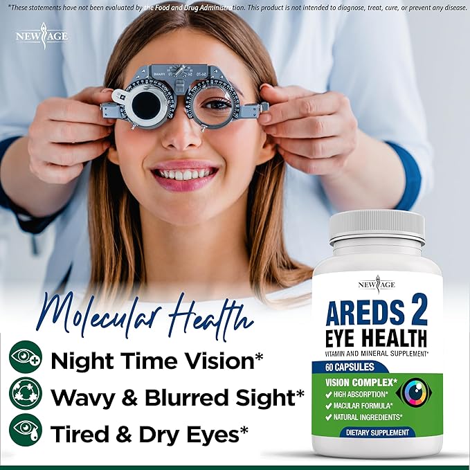 NEW AGE AREDS 2 Eye Vitamin Contains Bilberry 6000mg Lutein (32mg), Grape seed (6000 mg), Eyebright (1000 mg), and Zeaxanthin (8 mg) - 120 Count