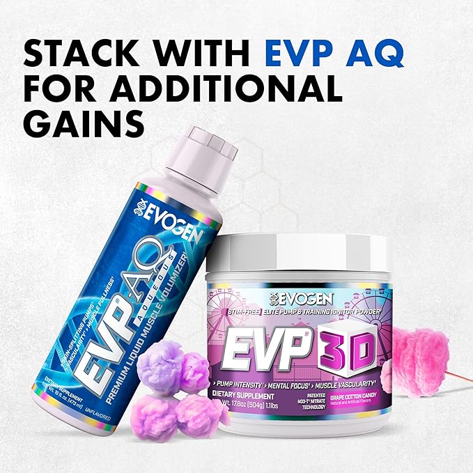Evogen EVP-3D | Extreme Pre-Workout Pump Ignitor, Arginine Nitrate, Citrulline, Beta-Alanine, Lions Mane (Grape Cotton Candy)