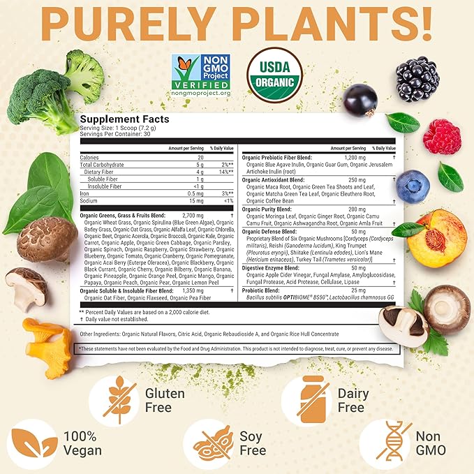 Júce Belly Bliss, Peachy Greens, 30 servings, Probiotics + Greens, Bloating Support with Plant-Based Digestive Enzymes, Dietary Supplement Powder - By Terra Kai Organics
