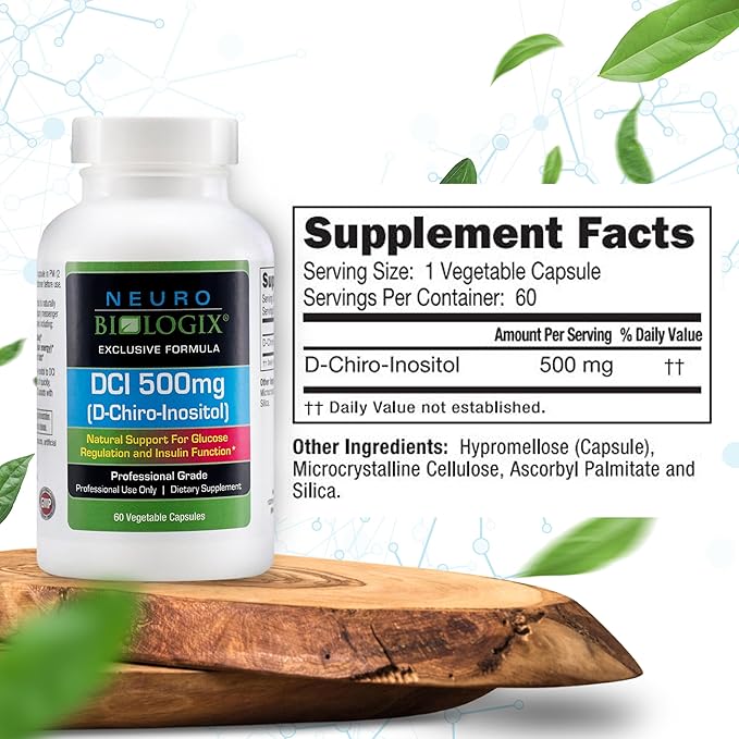 Neuro biologix High-Potency D Chiro Inositol for Men & Women 500mg - Comprehensive D Chiro Inositol Supplement to Support Hormone Balance, Mood and Energy - 60 Vegetable Capsules