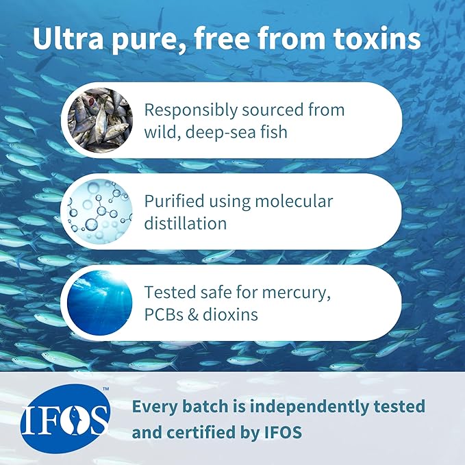 Igennus Advanced rTG Omega-3 IFOS Certified Wild Fish Oil & Vitamin D3, 1-a-Day, Fatty Acids EPA & DHA, Fast-Acting Triglyceride Form, Ultra Pure & Non-GMO, 60 Softgels