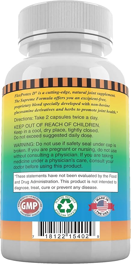 Flexprotex D 884mg Joint Muscle Support Herbal Blend Turmeric Chondroitin Glucosamine Boswellia Hyaluronic Acid Ashwagandha 3 btls 360 Capsules