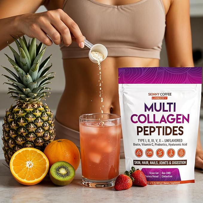 Multi Collagen Peptides - Unflavored Collagen Peptides Protein Powder, Type I,II,III,V,X with Biotin, Hyaluronic Acid, Vitamin C For Women & Men, Supports Skin, Nails & Joint, Non-GMO (41 Servings)