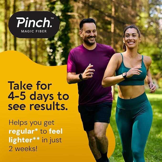 Pinch Magic Fiber Supplement Powder | Lemon Ginger Flavored Psyllium Husk Powder for Digestive Health & Gut Support | Low Sugar Supplement for Keto & Vegan Diets | USA-Made | 28-Day Supply