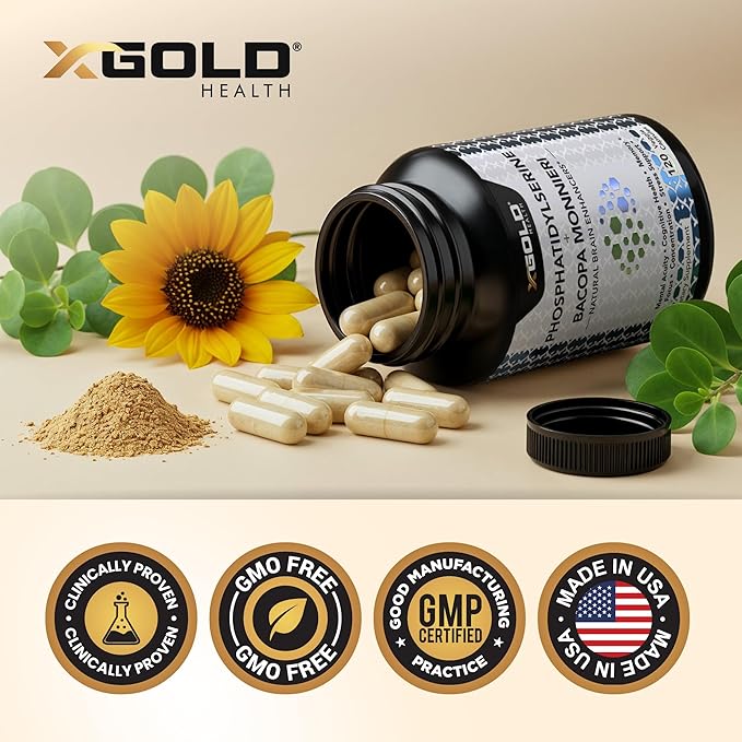 PhosphatidylSerine & Bacopa Monnieri 400 mg 2 in 1 Supplement - Natural Brain Enhancer/Nootropic for Enhanced Focus and Concentration, Memory Support, & Cognitive Function - 120 Vegetarian Capsules