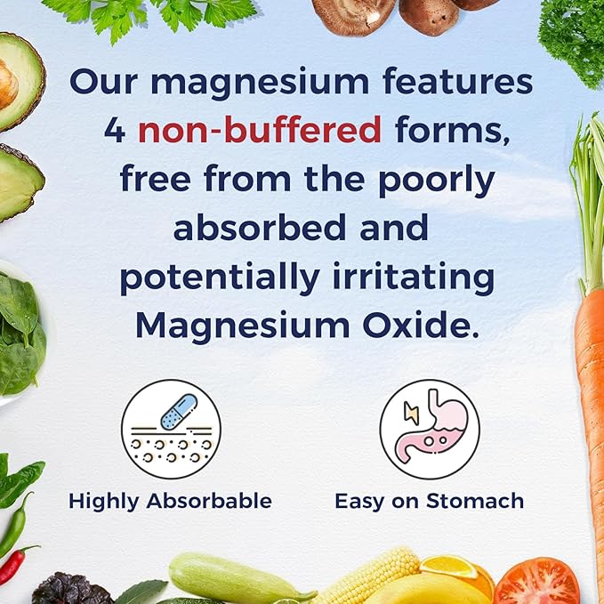 Vitalitown Magnesium Complex Supplement 500mg - Maximized Absorption Chelated Magnesium Glycinate, Malate, Taurate & Citrate - Vegan Non-GMO 120 Capsules for Sleep, Muscle, Energy & Heart