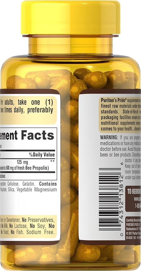 Puritans Pride Bee Propolis 500 Mg, 100 Count