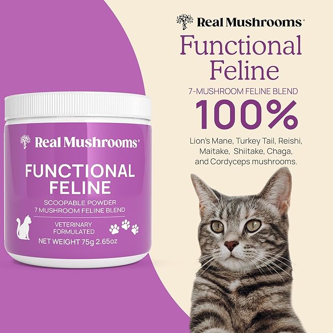 Cat Vitamins Supplement - 2.65 oz Cat Mushroom Functional Feline Supplement - Mushroom Blend Powder - - Mushroom Powder with Antarctic Krill, Ashwagandha & Functional Organic Mushrooms