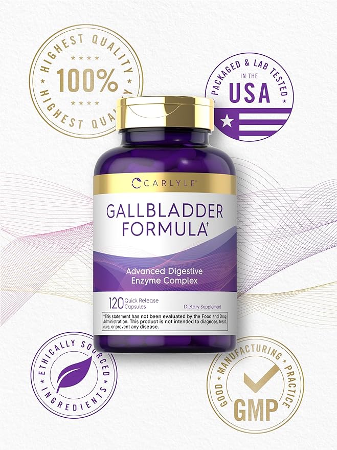 Carlyle Gallbladder Supplement | 120 Quick Release Capsules | Complete Digestive Enzyme Complex | Non-GMO & Gluten Free Formula