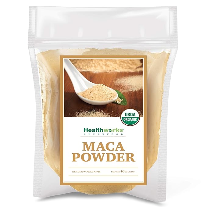 Healthworks Superfoods Organic Maca Powder Raw - 16 Oz / 1 Lb - Certified Organic Flour Use - Keto, Vegan & Non-GMO - Premium Peruvian Origin - Breakfast, Smoothies, Baking & Coffee - Antioxidant