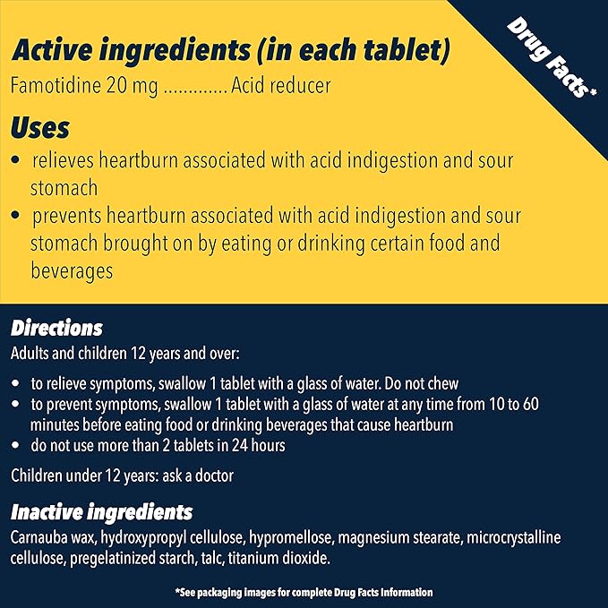 Pepcid AC Maximum Strength Heartburn Relief Tablets, OTC Medicine Prevents & Relieves Heartburn Due to Acid Indigestion, 20mg Famotidine Acid Reducer, Fast-Acting, 75 Ct