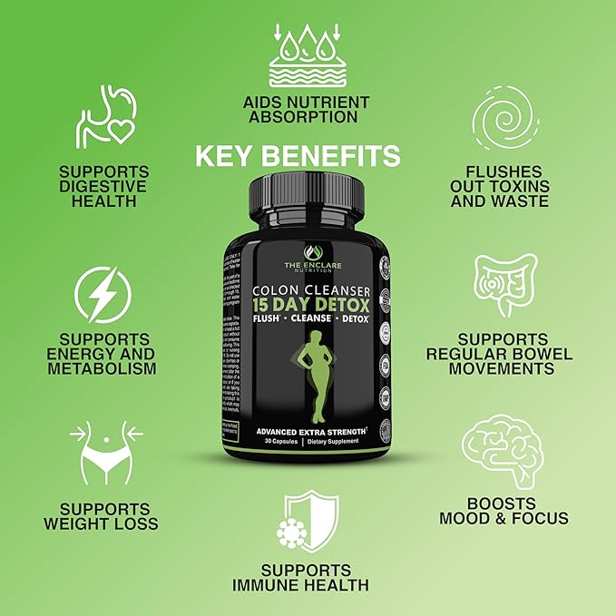 THE ENCLARE NUTRITION 15 Day Detox Cleanse for Weight Loss. Advanced Gut Support for Women & Men. Colon Cleanse Laxatives for Constipation & Bloating Relief. Gut Cleanse Probiotic Diet Pills 60ct (2)