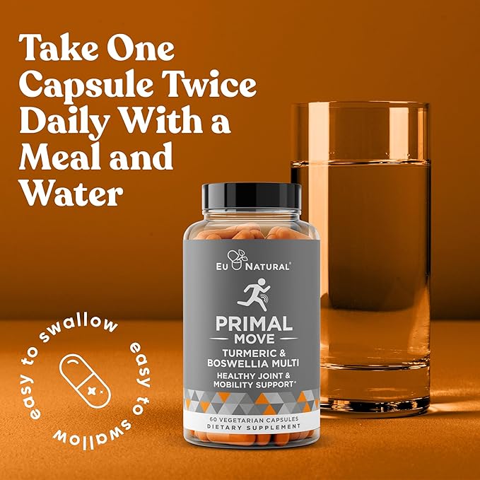 Primal Joint & Mobility Support - Advanced Joint Support Supplement for Women and Men - Turmeric, Boswellia, Ginger and Boron for Whole-Body Flexibility, Joint Health & Comfort - 60 Veg Soft Capsules