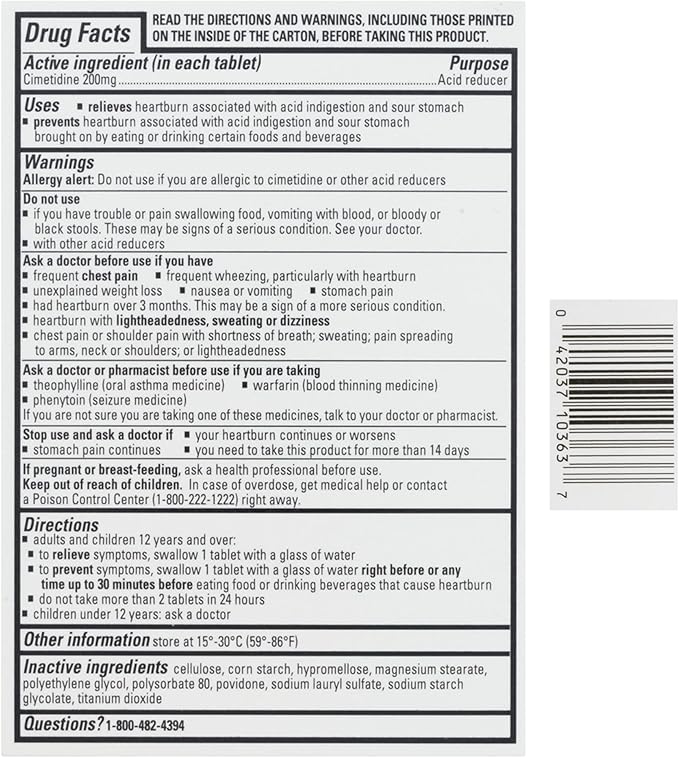 Tagamet HB 200 mg Cimetidine Acid Reducer and Heartburn Relief, 30 Count