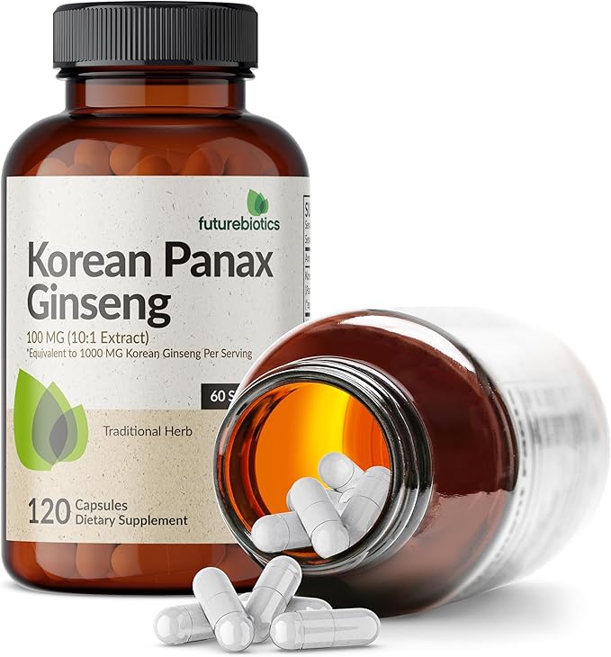 Futurebiotics Korean Panax Ginseng Energy, Memory & Brain Health Support, Non-GMO, 120 Capsules