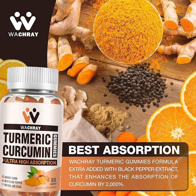 Turmeric Curcumin Gummies with Ginger & Black Pepper Extract - 3 Pack Tumeric Gummy Supplements for Pain Inflammation Joint Weight Health Support - Vegan, Organic, Gelatin-Free - for Adults and Kids