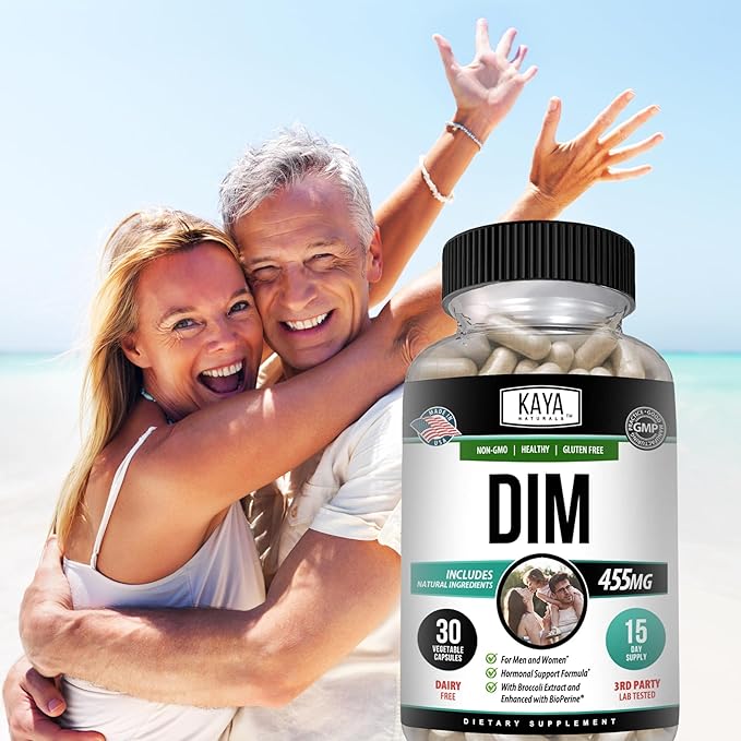Kaya Naturals DIM Ultra (30 Capsules) | DIM Supplement for Women and Men | Vegetable Capsules with Broccoli Extract & BioPerine | Herbal Supplement for Hormonal Support, Acne, Menopause, and Prostate