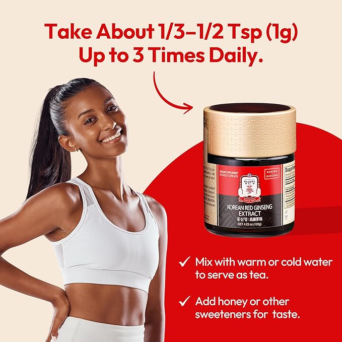 Renewed Korean Red Ginseng Extract Paste (Hong SAM JUNG) - Panax Ginseng Adaptogen Supplements - Energy Boost & Immune Support, Caffeine Free & Gluten Free (120g, 4.23 oz)