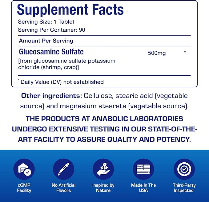 Glucosamine Sulfate Joint Health Supplement - Soft Tissue Cartilage Tendon and Ligament Supplement for Enhanced Mobility Comfort and Flexibility - Non-GMO Sodium Free & Made in The USA - 90 Servings