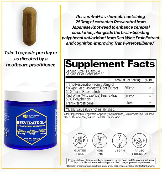 NATURAL STACKS NeuroLife & Resveratrol Supplement Bundle - Supports Longevity & Brain Aging* - 120 Capsules
