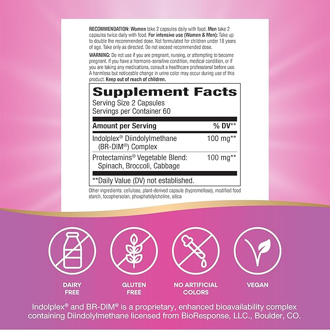 Nature's Way DIM-Plus, DIM Supplement, Supports Balanced Estrogen Metabolism*, Supports Estrogen Hormone Balance*, Diindolylmethane, 120 Vegan Capsules