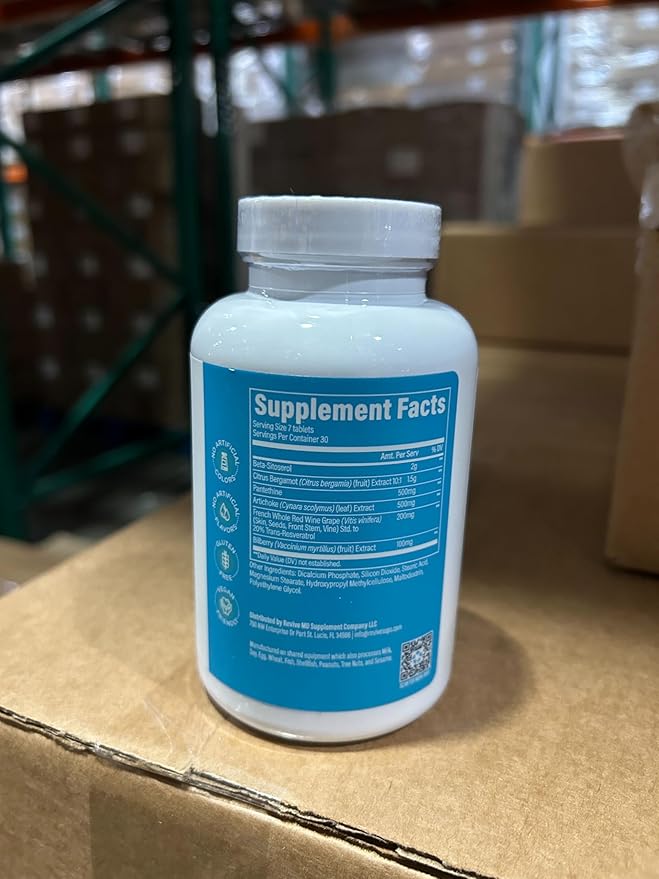 Revive MD Lipid Support Formula - Supplement Helps Maintain Healthy Cholesterol Levels, Endothelial Health & Triglyceride Levels - Beta Sitosterol, Citrus Bergamot & Pantethine