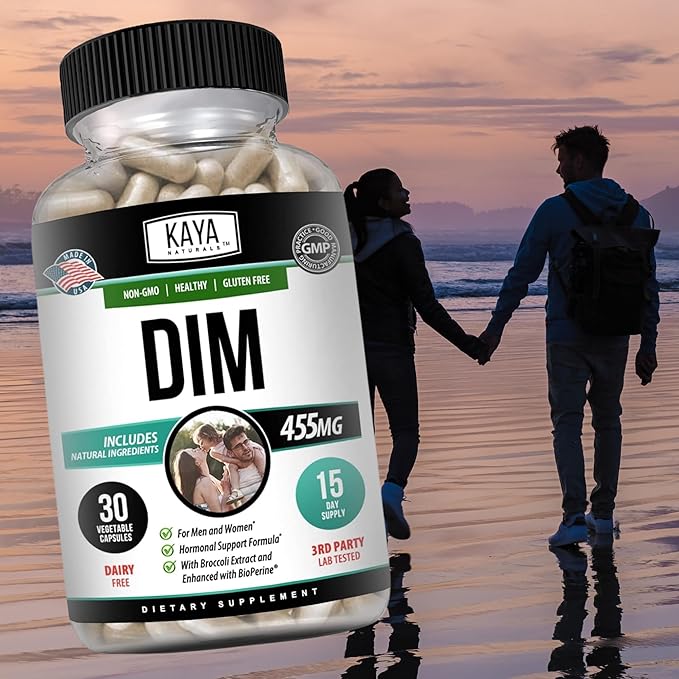 Kaya Naturals DIM Ultra (30 Capsules) | DIM Supplement for Women and Men | Vegetable Capsules with Broccoli Extract & BioPerine | Herbal Supplement for Hormonal Support, Acne, Menopause, and Prostate
