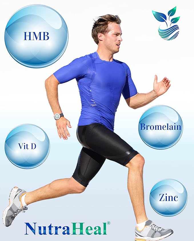 Dietary Supplement - with Vitamin D3, Calcium HMB, Zinc & Bromelain - Support Post Surgery Recovery, Workout, Sports & Exercise Injuries - Natural Immunity Booster - 120 Capsules per Bottle