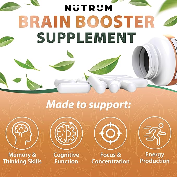 Brain Booster Supplement - Brain Power Nootropic Supplement - Brain Pills for Focus, Memory, Clarity, Energy & Better Concentration with Alpha-GPC, L-Theanine, Rhodiola, Ginseng, Guarana