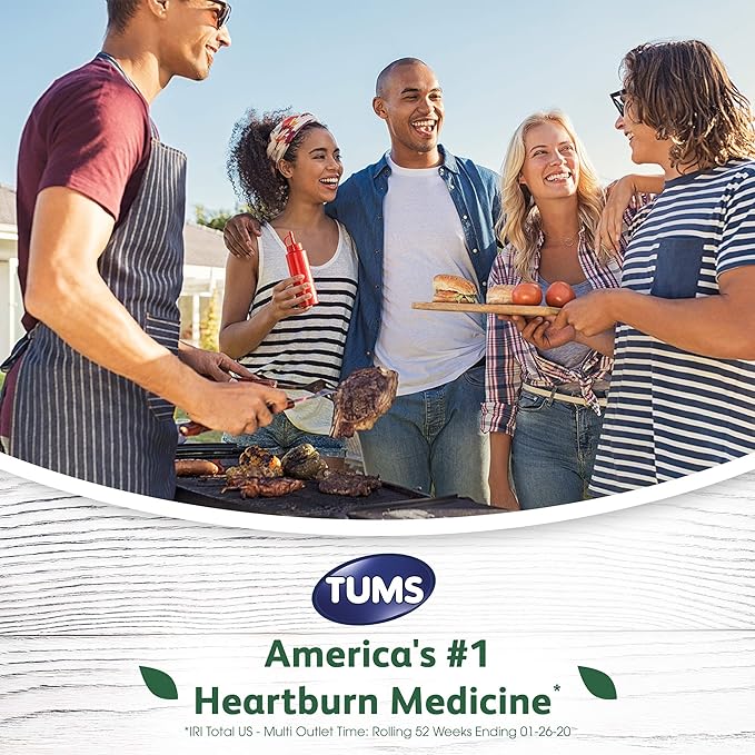 TUMS Naturals Ultra Strength Antacid Chews for Heartburn Relief, Black Cherry & Watermelon - 56 Count (Pack of 2)