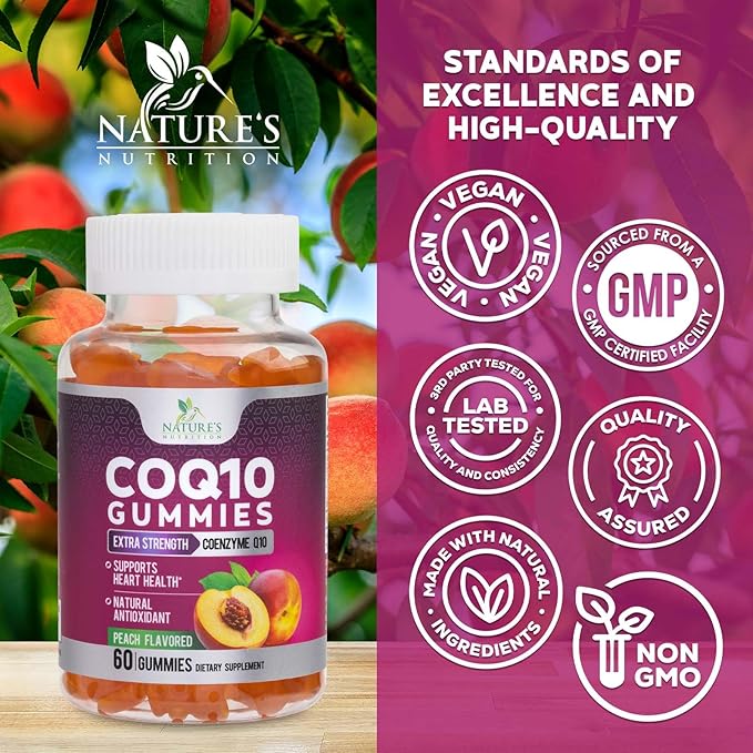 CoQ10 100mg Gummies - Coenzyme Q10 Supplement, CoQ10 Gummies Antioxidant for Heart Health Support & Energy Production, High Absorption Coenzyme Q10 Gummy Supplements - 60 Count Coenzyme Q10 Vitamins