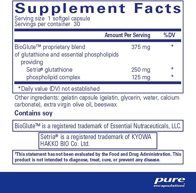 Pure Encapsulations Liposomal Glutathione - Immune Support & Liver Detox* - Antioxidant Protection - with Setria Glutathione - Non-GMO - 30 Softgel Capsules