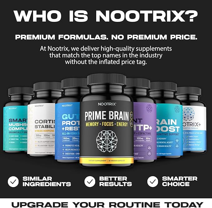 Brain Boost Nootropic Supplement | Supports Memory, Mental Focus, Cognitive Health & Energy | Promotes Healthy Mood & Brain Function | Ginkgo Biloba & DMAE | 120 Capsules