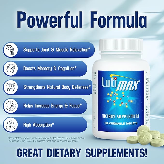 Lutimax Luteolin Complex w/Rutin - Immune Support Brain Supplements - Bioflavonoids w/Vitamin C, D & E for Joint, Muscle, & Dietary Issues - Antioxidants Supplement w/Immune Support - 120 Tablets